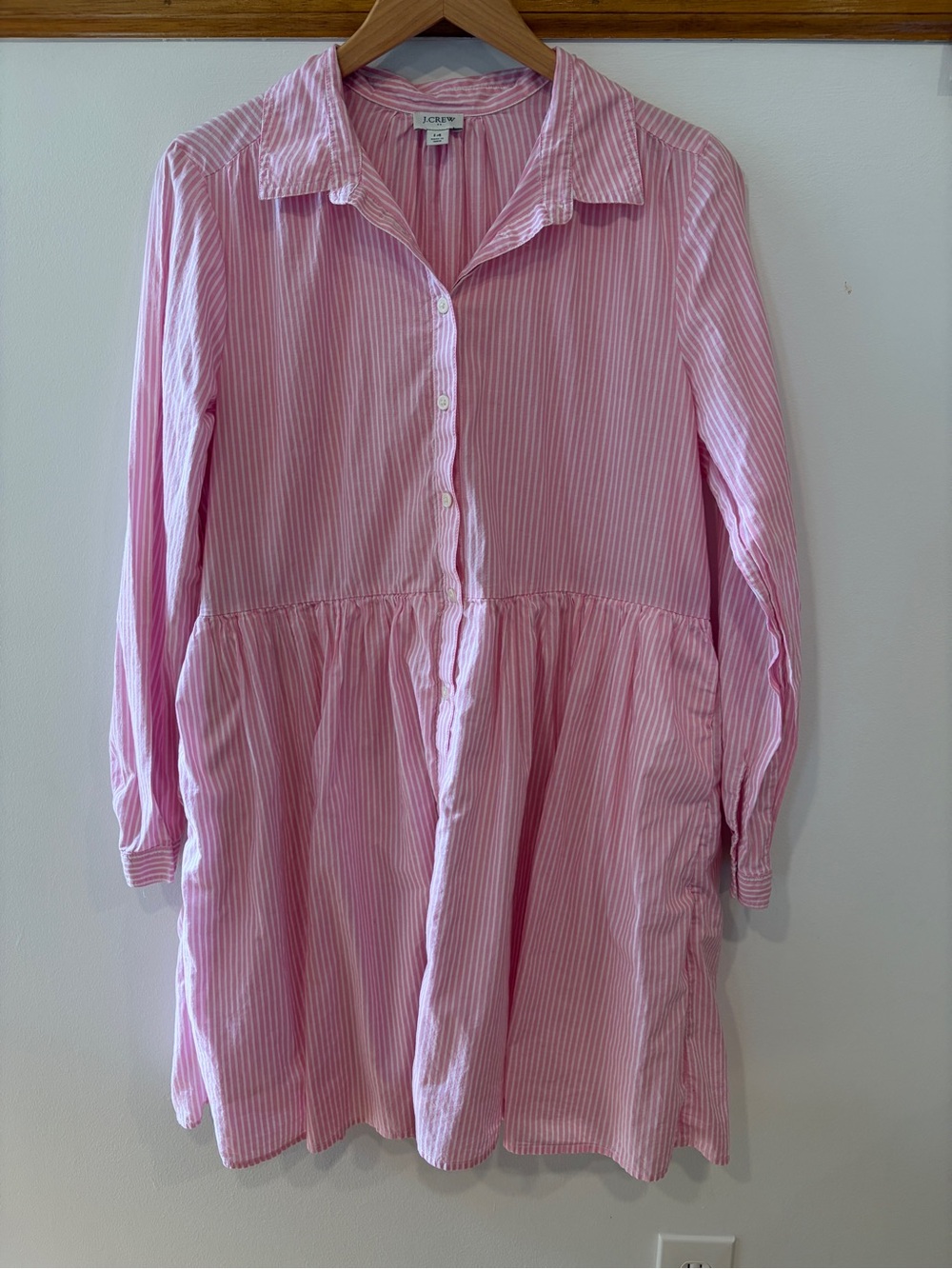 J. Crew Pink and White Striped Button Down Dress 100% cotton - XL